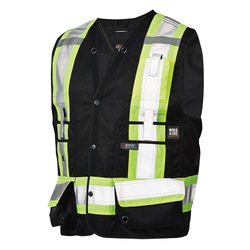 Veste de s&eacute;curit&eacute; pour arpenteur, Noir, Grand, Polyester Distribution Jean Lapalme