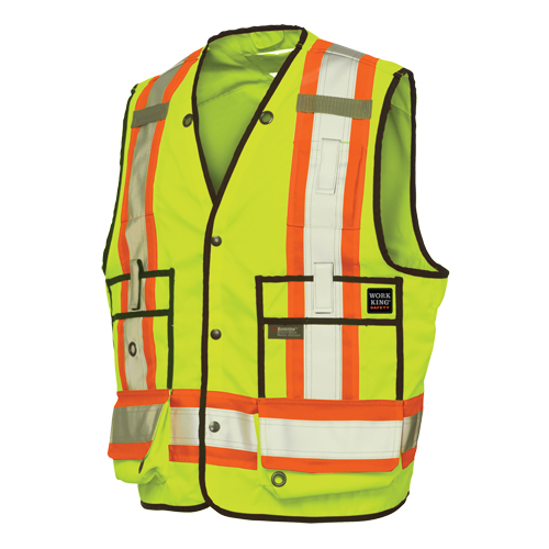 Veste de s&eacute;curit&eacute; pour arpenteur, Jaune lime haute visibilit&eacute;, T-Grand, Polyester Distribution Jean Lapalme