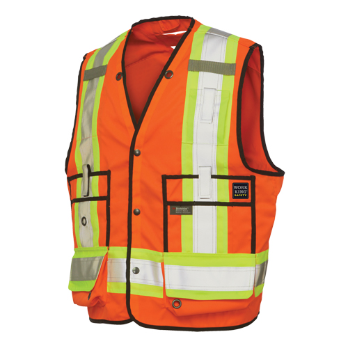 Veste de s&eacute;curit&eacute; pour arpenteur, Orange haute visibilit&eacute;, Grand, Polyester Distribution Jean Lapalme