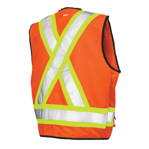 Veste de s&eacute;curit&eacute; pour arpenteur, Orange haute visibilit&eacute;, Grand, Polyester Distribution Jean Lapalme