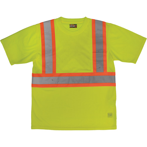 T-shirt de s&eacute;curit&eacute; avec poche &agrave; manches courtes, Polyester, Grand, Jaune lime haute visibilit&eacute; Distribution Jean Lapalme