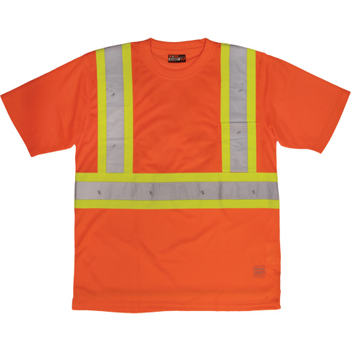 Short-Sleeved Safety T-Shirt with Pocket, Polyester, Large, High Visibility Orange Distribution Jean Lapalme