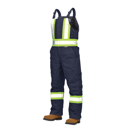 Duck Lined Safety Overalls, Cotton, Large, Navy Blue Distribution Jean Lapalme