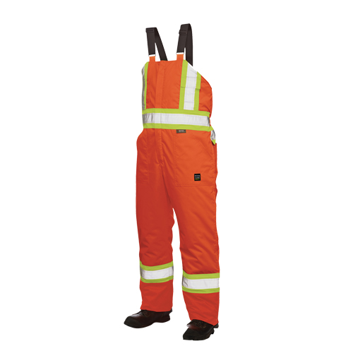 Lined Safety Overalls, Polyester/Polyurethane, Large, High Visibility Orange Distribution Jean Lapalme