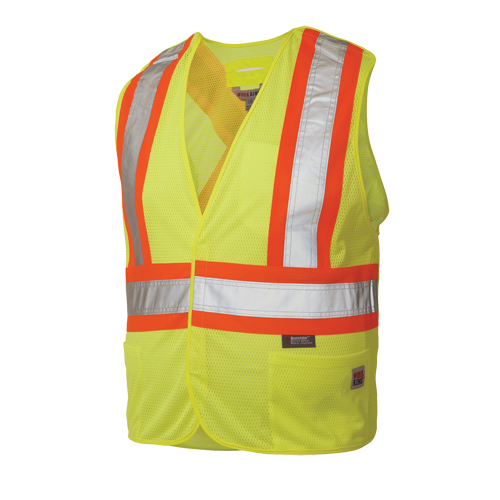Veste de s&eacute;curit&eacute; d&eacute;tachable en cinq points, Jaune lime haute visibilit&eacute;, Grand/T-Grand, Polyester Distribution Jean Lapalme