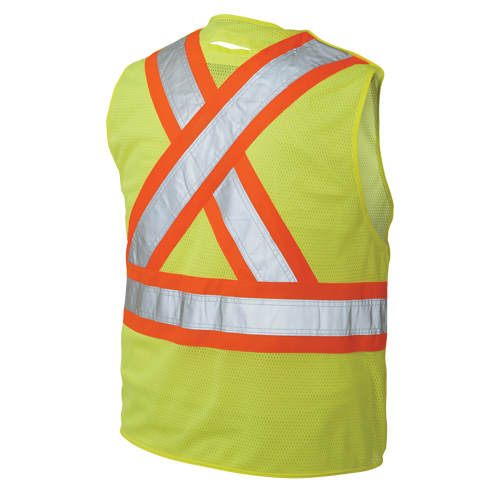 Veste de s&eacute;curit&eacute; d&eacute;tachable en cinq points, Jaune lime haute visibilit&eacute;, Grand/T-Grand, Polyester Distribution Jean Lapalme