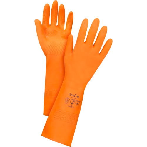 Gants orange de premi&egrave;re qualit&eacute; r&eacute;sistants aux produits chimiques, Taille T-Grand/10, 13" lo, Latex de caoutchouc, Doublure en Ouat&eacute;e, 28 mils Distribution Jean Lapalme