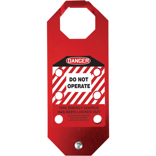 Moraillon de verrouillage pr&eacute;venant l'utilisation conforme aux normes OSHA Danger Stopout Aluma-Tag, Rouge Distribution Jean Lapalme