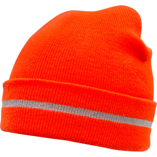 High Visibility Knit Hat with Reflective Stripe, High Visibility Orange, Acrylic Distribution Jean Lapalme