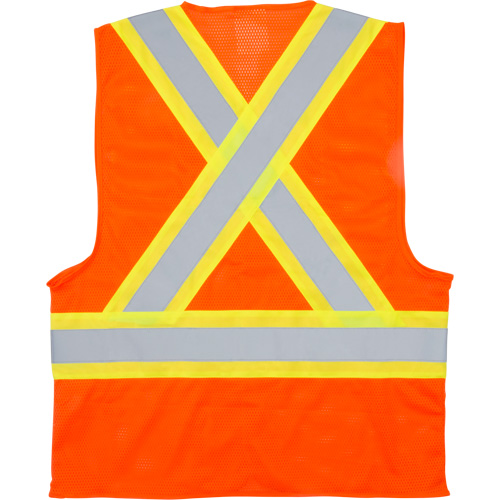 Traffic Safety Vest, High Visibility Orange, Medium, Polyester Distribution Jean Lapalme