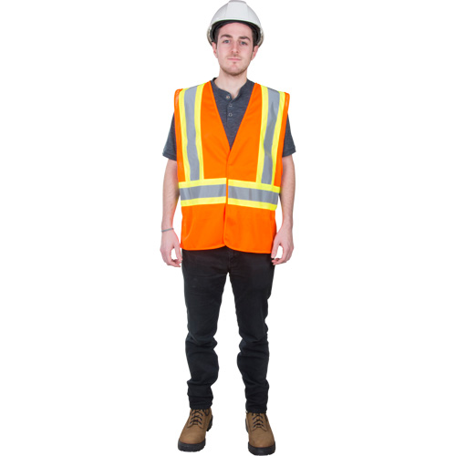 Traffic Safety Vest, High Visibility Orange, Medium, Polyester Distribution Jean Lapalme