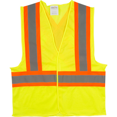 Traffic Safety Vest, High Visibility Lime-Yellow, Medium, Polyester Distribution Jean Lapalme