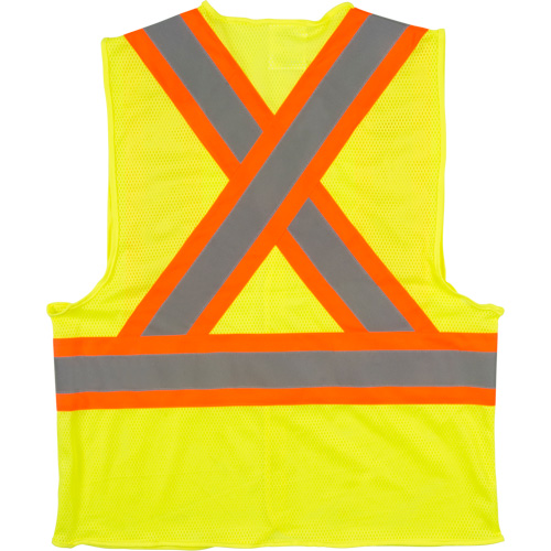 Traffic Safety Vest, High Visibility Lime-Yellow, Medium, Polyester Distribution Jean Lapalme