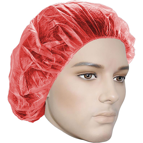 Bouffant Caps, Polypropylene, 21", Red Distribution Jean Lapalme