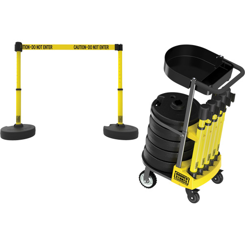 Chariot de transport avec plateau pour barri&egrave;re PLUS, 75' lo, M&eacute;tal, Jaune Distribution Jean Lapalme
