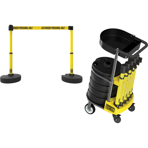 Chariot de transport avec plateau pour barri&egrave;re PLUS, 75' lo, M&eacute;tal, Jaune Distribution Jean Lapalme