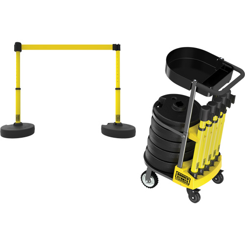 Chariot de transport avec plateau pour barri&egrave;re PLUS, 75' lo, M&eacute;tal, Jaune Distribution Jean Lapalme