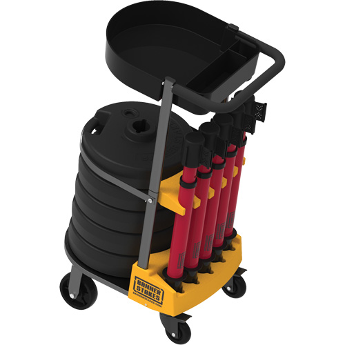 PLUS Barrier Post Cart Kit with Tray, 75' L, Metal, Yellow Distribution Jean Lapalme