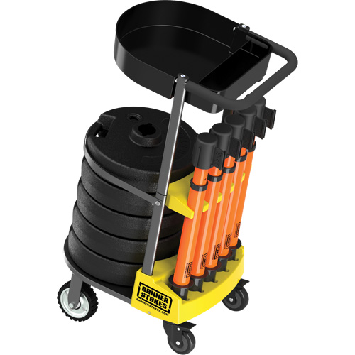 Chariot de transport avec plateau pour barri&egrave;re PLUS, 75' lo, M&eacute;tal, Orange Distribution Jean Lapalme