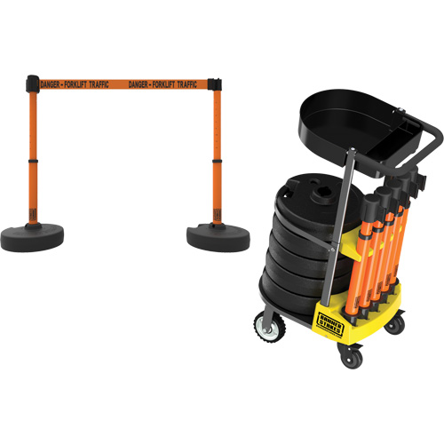 Chariot de transport avec plateau pour barri&egrave;re PLUS, 75' lo, M&eacute;tal, Orange Distribution Jean Lapalme
