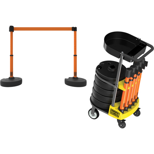 Chariot de transport avec plateau pour barri&egrave;re PLUS, 75' lo, M&eacute;tal, Orange Distribution Jean Lapalme