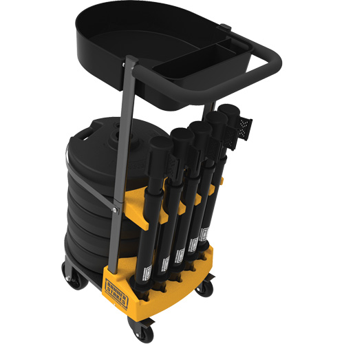 PLUS Barrier Post Cart Kit with Tray, 75' L, Metal, Black Distribution Jean Lapalme