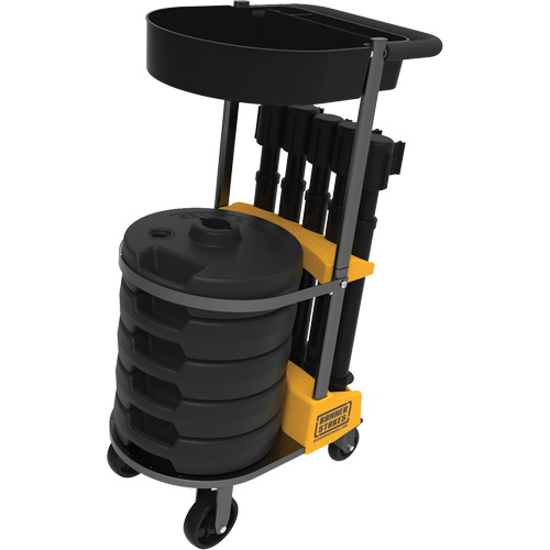 PLUS Barrier Post Cart Kit with Tray, 75' L, Metal, Black Distribution Jean Lapalme