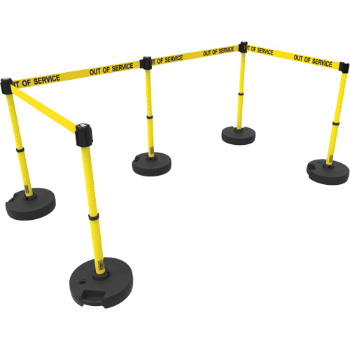 Ensemble de cinq montants pour barri&egrave;re PLUS, Plastique, 42" h, Ruban Jaune, Longueur du ruban 15' Distribution Jean Lapalme