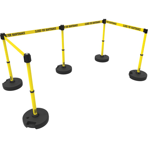 Ensemble de cinq montants pour barri&egrave;re PLUS, Plastique, 42" h, Ruban Jaune, Longueur du ruban 15' Distribution Jean Lapalme