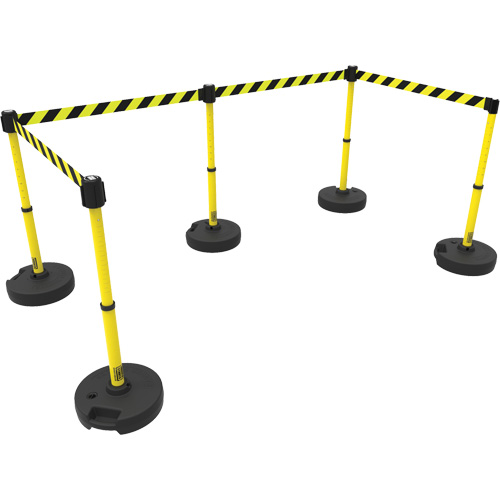 Ensemble de cinq montants pour barri&egrave;re PLUS, Plastique, 42" h, Ruban Jaune, Longueur du ruban 15' Distribution Jean Lapalme
