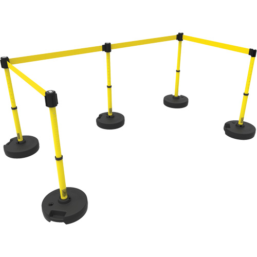 Ensemble de cinq montants pour barri&egrave;re PLUS, Plastique, 42" h, Ruban Jaune, Longueur du ruban 15' Distribution Jean Lapalme