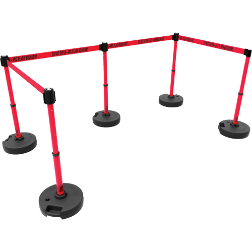 Ensemble de cinq montants pour barri&egrave;re PLUS, Plastique, 42" h, Ruban Rouge, Longueur du ruban 15' Distribution Jean Lapalme
