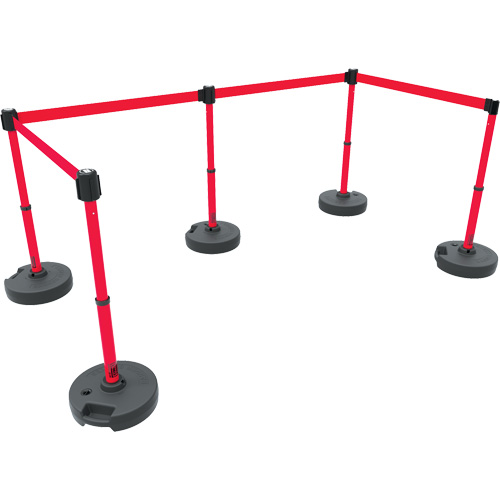 Ensemble de cinq montants pour barri&egrave;re PLUS, Plastique, 42" h, Ruban Rouge, Longueur du ruban 15' Distribution Jean Lapalme
