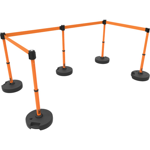 Ensemble de cinq montants pour barri&egrave;re PLUS, Plastique, 42" h, Ruban Orange, Longueur du ruban 15' Distribution Jean Lapalme