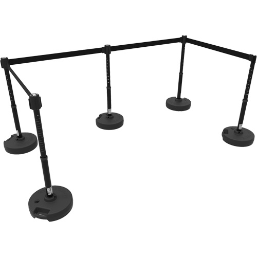 Ensemble de cinq montants pour barri&egrave;re PLUS, Plastique, 42" h, Ruban Noir, Longueur du ruban 15' Distribution Jean Lapalme