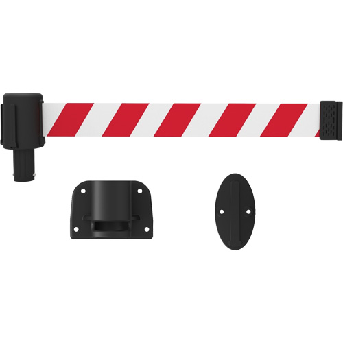 PLUS Wall Mount Barrier System, Plastic, Screw Mount, 15', Red and White Tape Distribution Jean Lapalme
