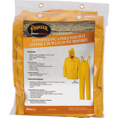 577 3-Piece Rain Suit, Polyester/PVC, 5X-Large, Yellow Distribution Jean Lapalme
