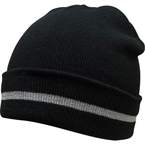 Bonnet en tricot avec bande r&eacute;fl&eacute;chissante argent&eacute;e, Taille unique, Noir Distribution Jean Lapalme