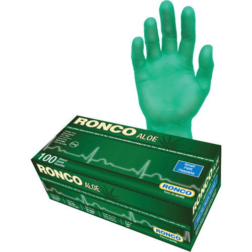 Disposable Gloves with Aloe, Small, Vinyl, 5-mil, Powder-Free, Green Distribution Jean Lapalme