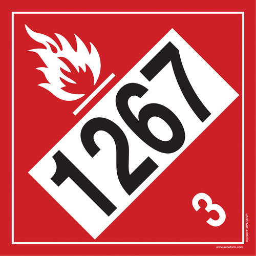 Plaque-&eacute;tiquette TMD 1267 pour liquide inflammable p&eacute;trole brut, Plastique Distribution Jean Lapalme
