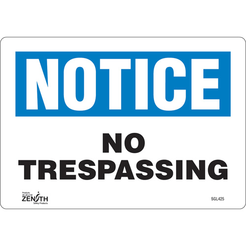 "No Trespassing" Sign, 7" x 10", Vinyl, English Distribution Jean Lapalme