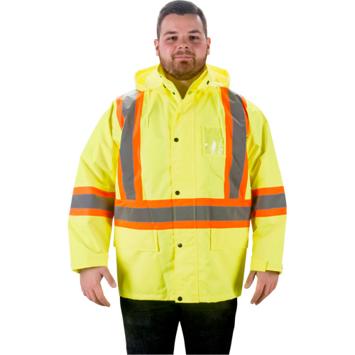 RZ1000 Rain Jacket, Polyester, Small, High Visibility Lime-Yellow Distribution Jean Lapalme