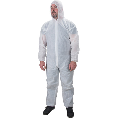 Hooded Coveralls, Medium, White, Polypropylene Distribution Jean Lapalme
