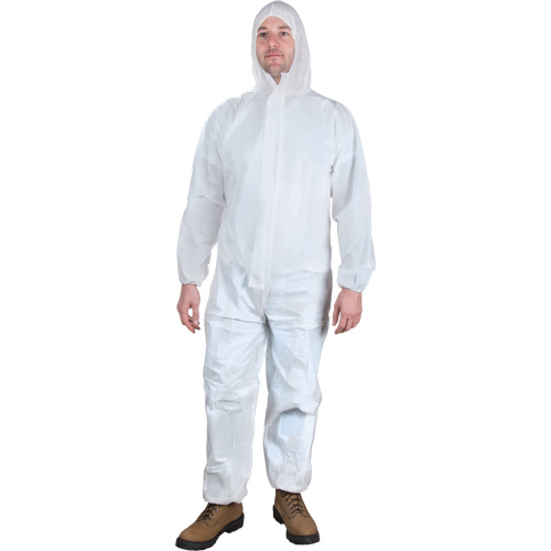 Hooded Coveralls, Medium, White, Microporous Distribution Jean Lapalme