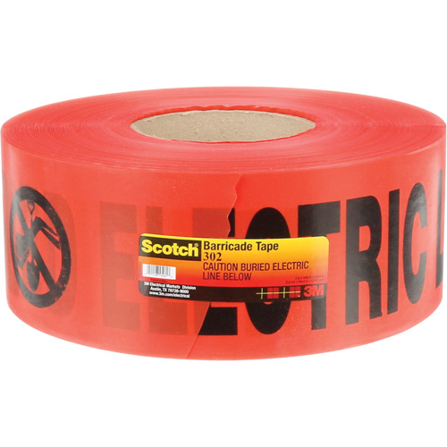 Scotch&reg; Buried Barricade Tape, English, 3" W x 1000' L, 4 mils, Black on Red Distribution Jean Lapalme