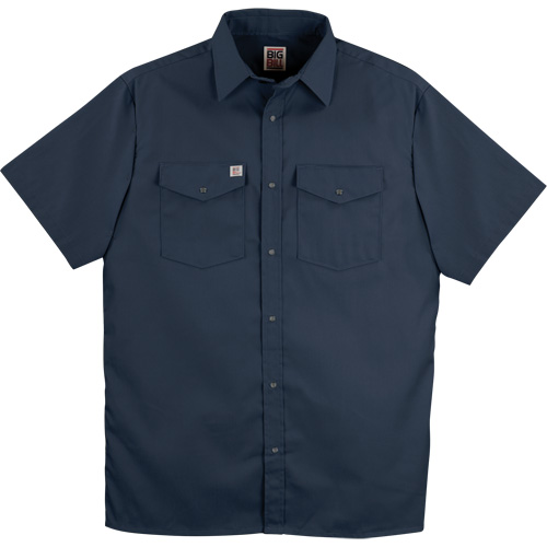 Chemise de travail &agrave; manches courtes en tissu crois&eacute; avec boutons-pression, Hommes, Petit, Bleu marine Distribution Jean Lapalme