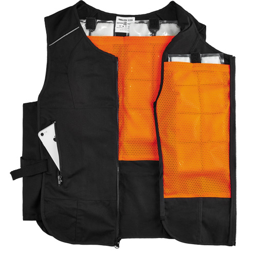 Chill-Its&reg; 6260 Lightweight Phase Change Cooling Vest with Packs, Small/Medium, Black Distribution Jean Lapalme