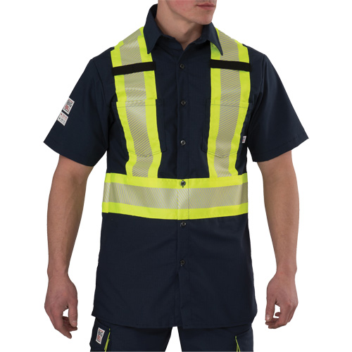Ripstop High Visibility Short Sleeved Shirt, Polyester, Medium (Tall), Navy Blue Distribution Jean Lapalme