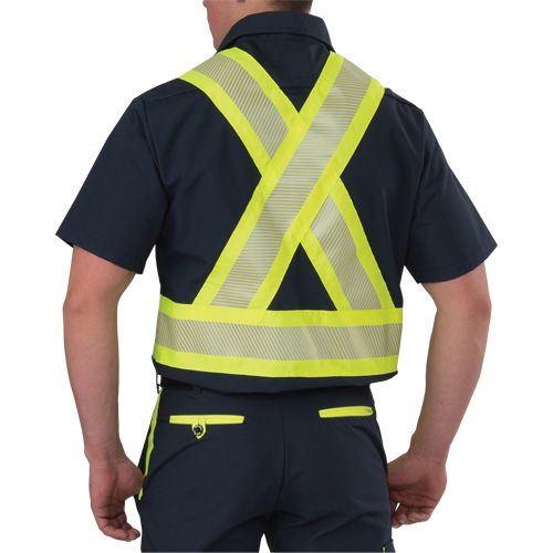 Ripstop High Visibility Short Sleeved Shirt, Polyester, Medium (Tall), Navy Blue Distribution Jean Lapalme