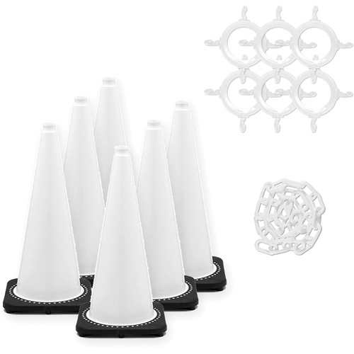 Traffic Cone & Chain Kit, 28", White Distribution Jean Lapalme